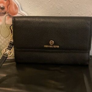 Michael Kors Black Pebbled Leather Clutch